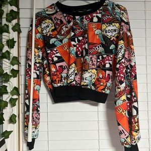 Shein comic book shirt sweater cropped